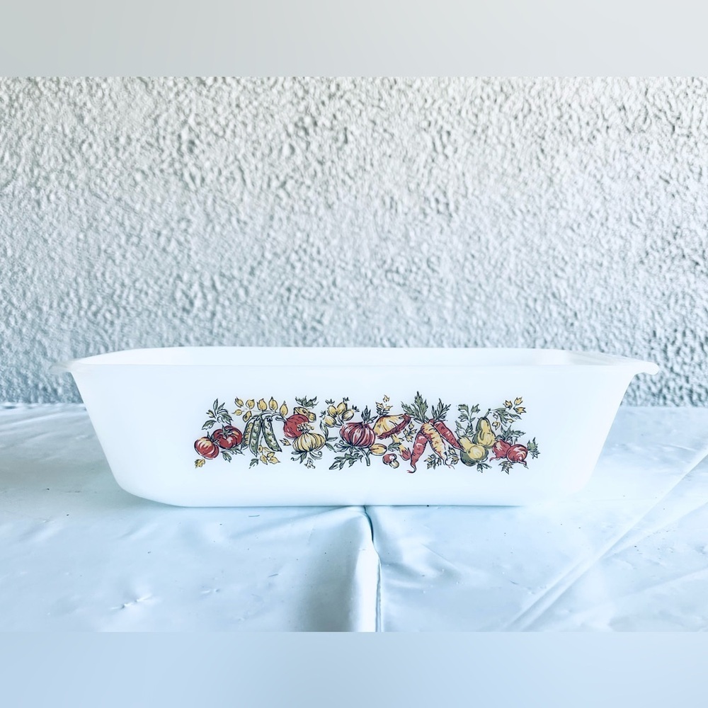 Vintage Fire King #441 Loaf Pan‎ 1 Qt Fire King HARVEST VEGETABLE Loaf Pan